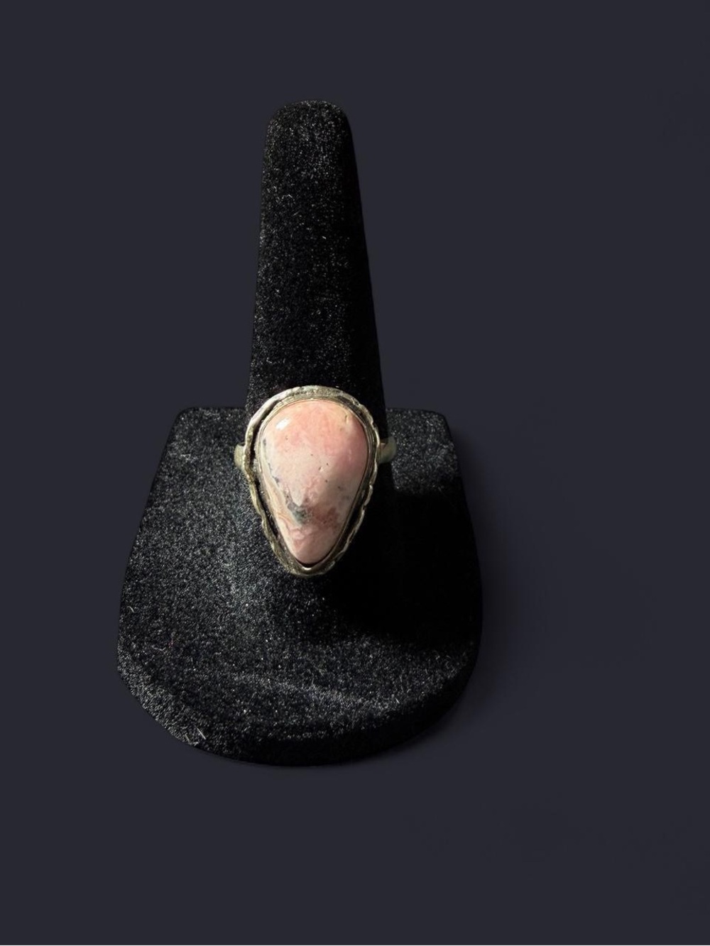 Sterling Silver 925 Pink Teardrop Ring - Size 6¾